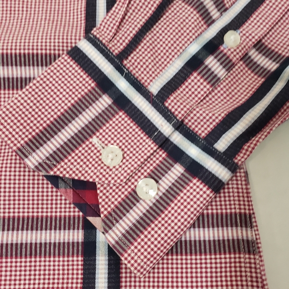 Tailorbyrd long sleeve dress & casual button up shirt Men's small plaid red/blk - Picture 5 of 8